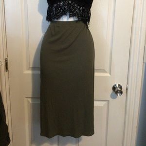 Express Olive green long skirt w front zipper